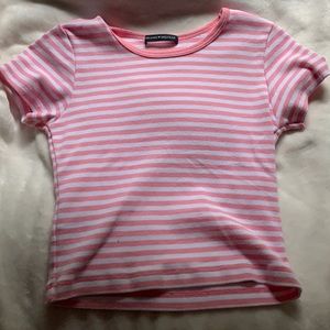 Brandy Melville Hailee Pink Striped Tee Small